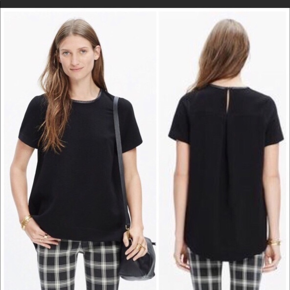Madewell black shirt with leather details